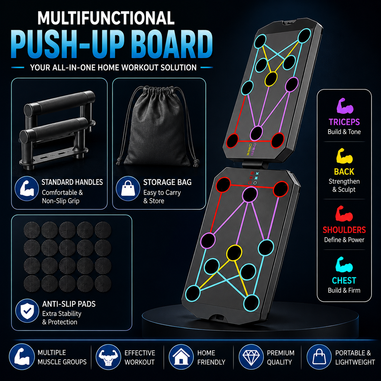 4-in-1 Multifunctional Push-Up Board Set | Home Gym Fitness Training Equipment