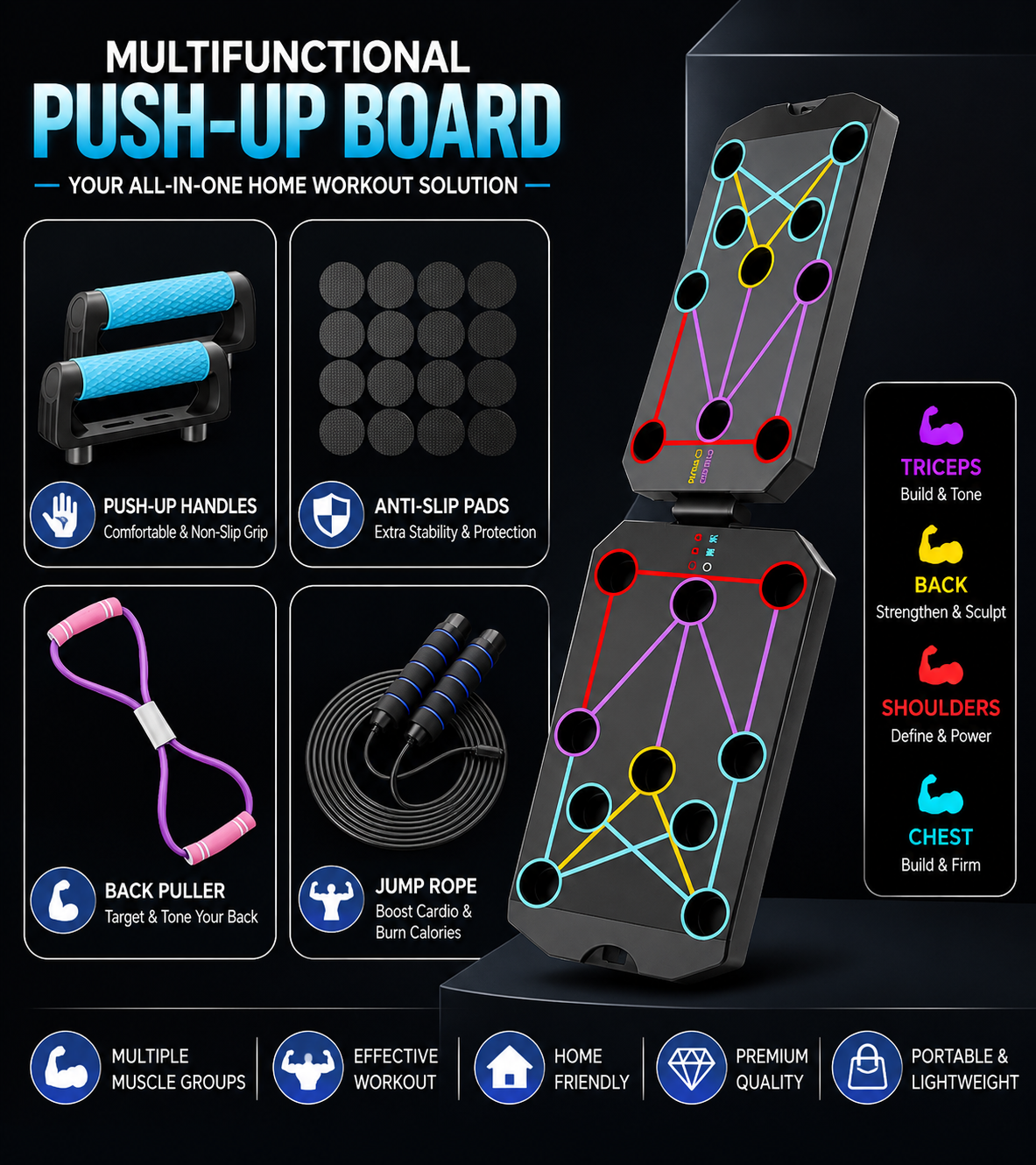 4-in-1 Multifunctional Push-Up Board Set | Home Gym Fitness Training Equipment
