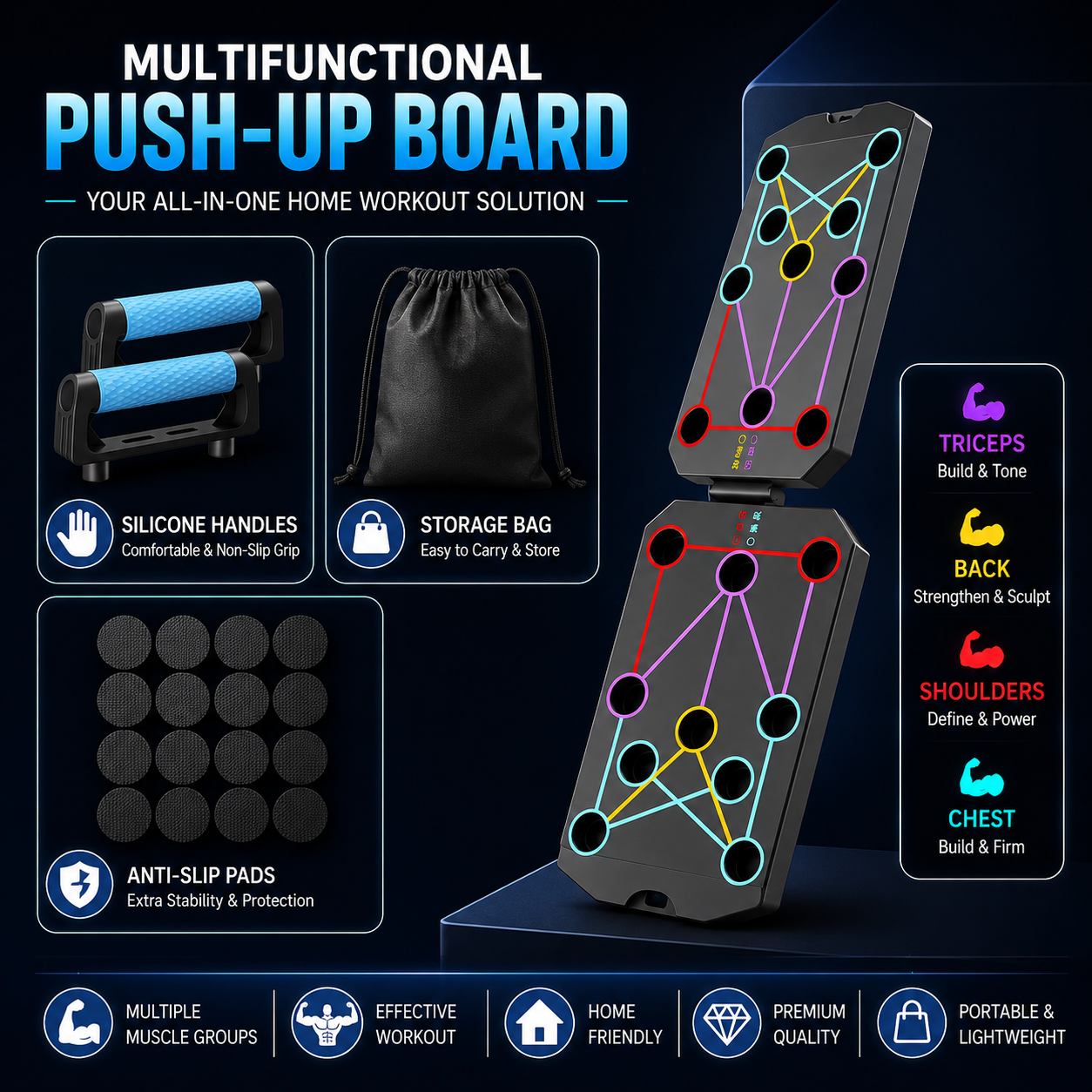 4-in-1 Multifunctional Push-Up Board Set | Home Gym Fitness Training Equipment