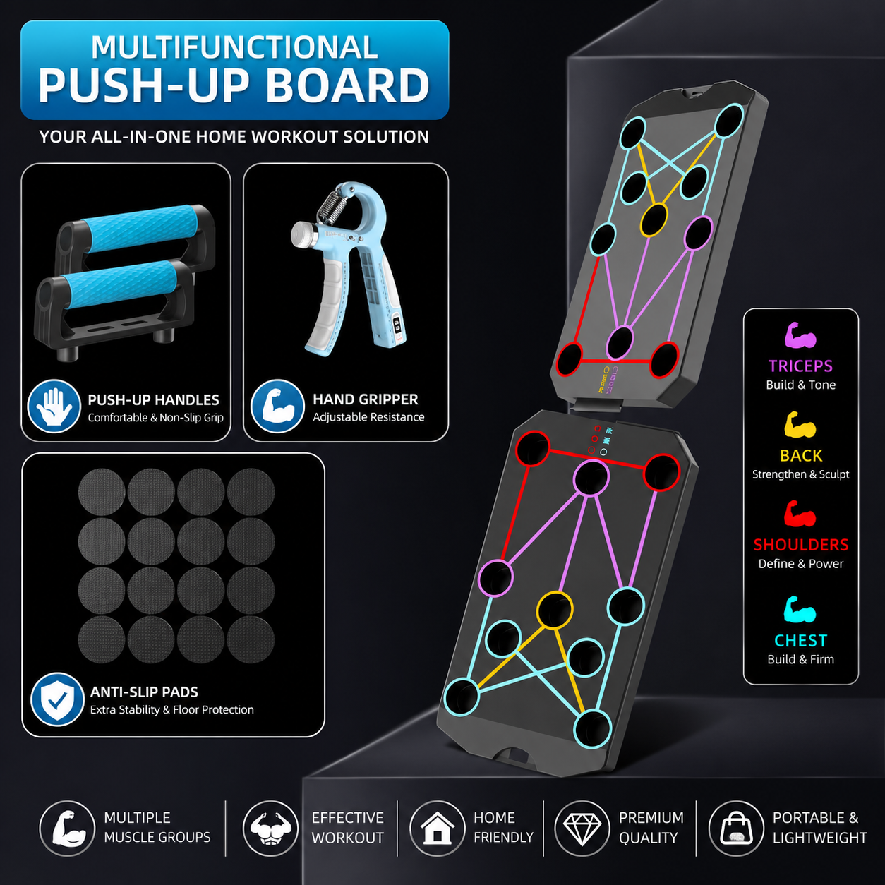 4-in-1 Multifunctional Push-Up Board Set | Home Gym Fitness Training Equipment