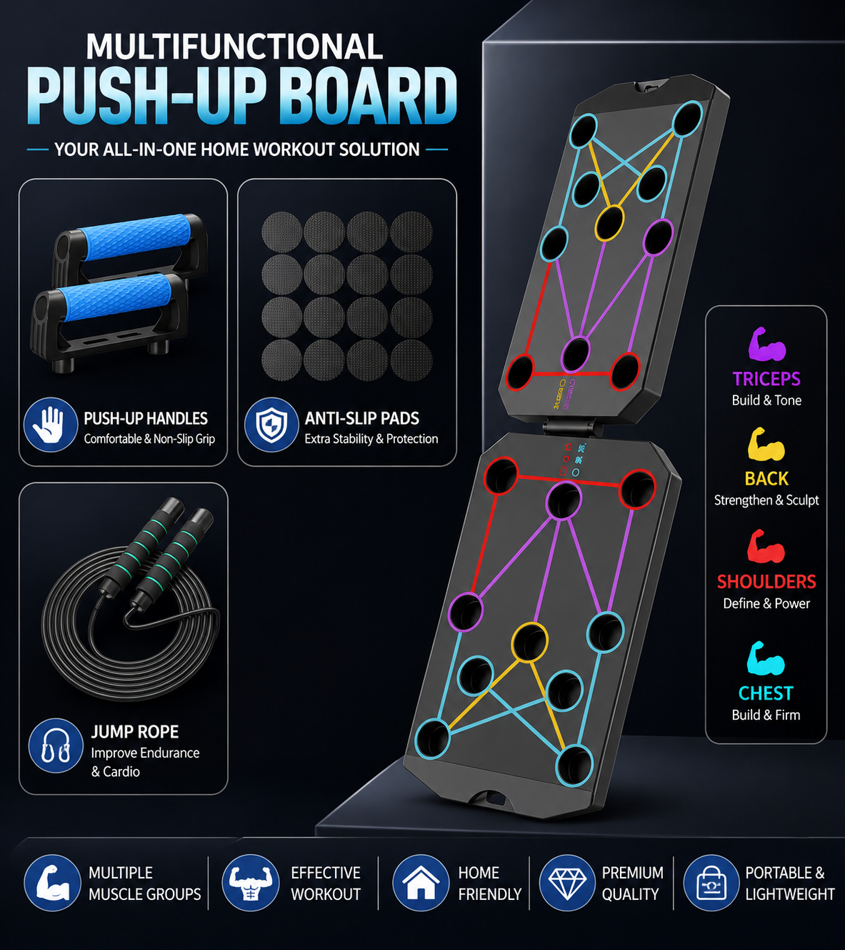 4-in-1 Multifunctional Push-Up Board Set | Home Gym Fitness Training Equipment