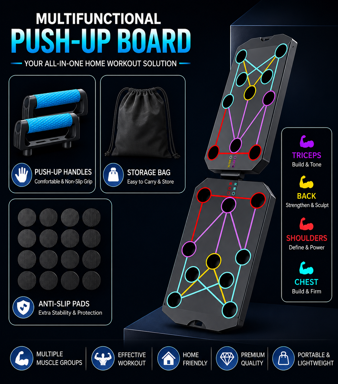 4-in-1 Multifunctional Push-Up Board Set | Home Gym Fitness Training Equipment